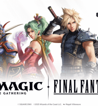 Ilustración oficial de Magic: The Gathering x Final Fantasy con personajes icónicos de la saga